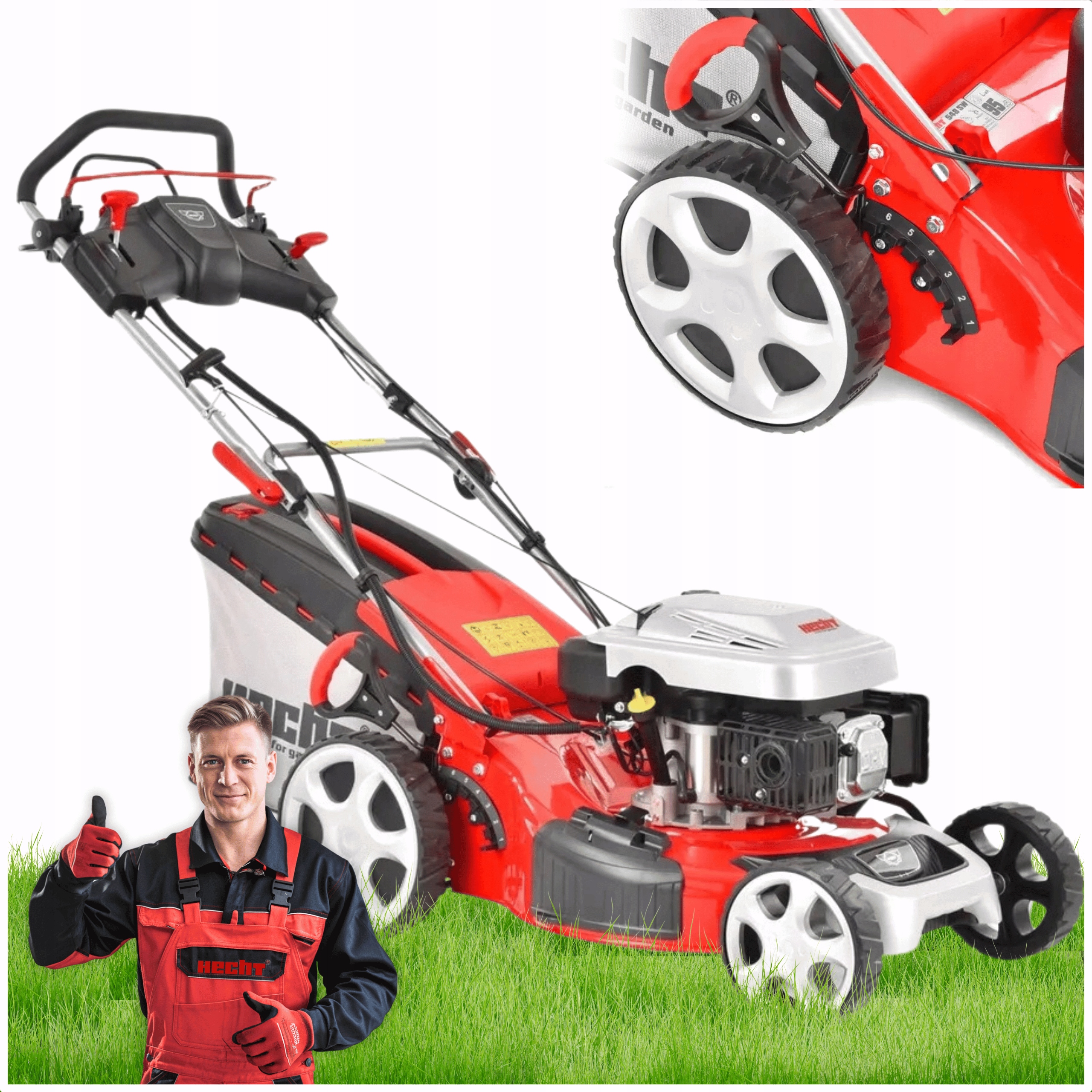 BENZÍNOVÁ KOSAČKA NA TRÁVU SO ZBEROM HECHT 5534SWE ŠTARTÉR ELEKTRICKÝ POHON 51 CM